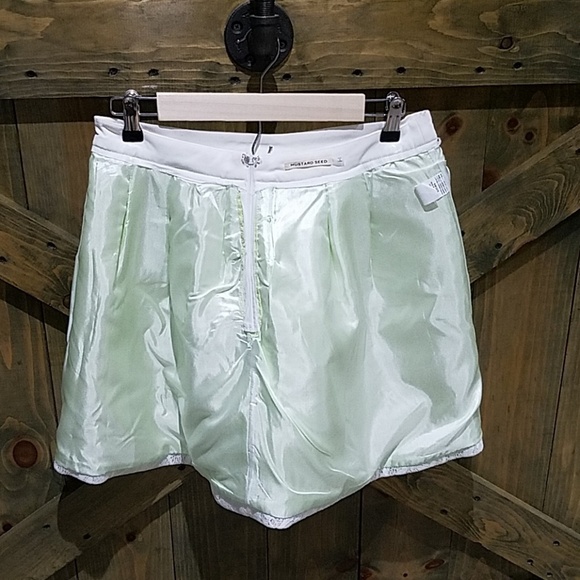 MUSTARD SEED LIGHT GREEN SKIRT W WHITE LACE OVERLAY PLEATED MINI FAIRY WHIMSICAL - Picture 7 of 8